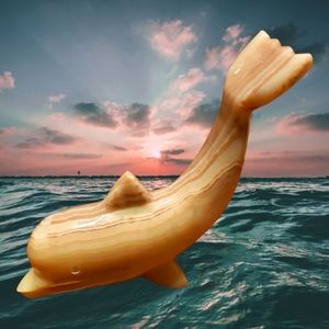 Carved Stone Dolphin Paperweight